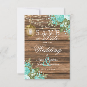 Holz, Laterne und Blaue Blume - Merke Dir den Term Save The Date
