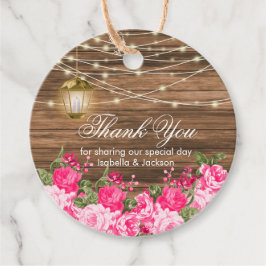 Holz, Laterne und Hübsche rosa Blume - Vielen Dank Geschenkanhänger