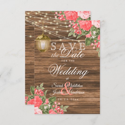 Holz, Laterne und Korallen - Save the Date (Vorne/Hinten)