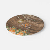 Holz, Laternen und orange Blume Pappteller (Schrägansicht)