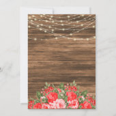 Holz, Laternen und Rote Blume Hochzeit Einladung (Rückseite)