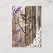Holz Lavendel und Spitzen Rustikale Hochzeitsfeier Platzkarte (Rückseite)