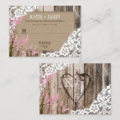 Holz Lavendel und Spitzen Rustikale Hochzeitsfeier Platzkarte (Vorne/Hinten)