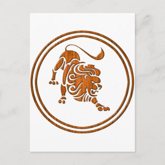 Holz Leo Zodiac Lion Astrologie Zeichen Postkarte
