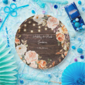 Holz, Licht, Rosa und Pfirsichblüten Pappteller (Party)