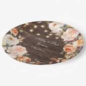 Holz, Licht, Rosa und Pfirsichblüten Pappteller (Schrägansicht)