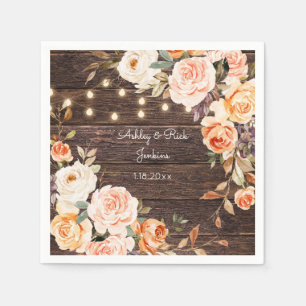 Holz, Licht, Rosa und Pfirsichblüten Serviette