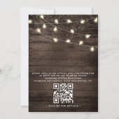 Holz-Lichterkette Rustikale Landhochzeit QR-Code H Einladung (Rückseite)