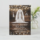 Holz & Lights Diamant Hochzeitskleid Brautparty Einladung (Stehend Vorderseite)