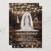 Holz & Lights Diamant Hochzeitskleid Brautparty Einladung (Vorne/Hinten)