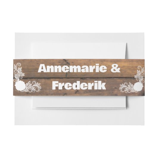 Holz & Lights Hochzeitsband Einladungsbanderole (Vorderseite Beispiel)