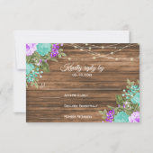 Holz, Lila und Aquamarine Blume - UAWG RSVP Karte (Rückseite)