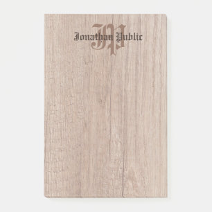 Holz-Look-Alt-Schrift-Schablone mit Monogramm Post-it Klebezettel