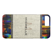 Holz-Look-Burlap-Rustikal-Monogramm #3 Case-Mate iPhone Hülle (Rückseite (Horizontal))