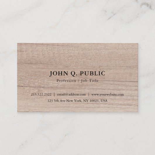 Holz-Look Elegante einfache Personalisierte Vorlag Visitenkarte (Vorderseite)