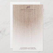 Holz-Look Elegante Mit Monogramm moderne Vorlage Briefpapier (Vorne/Hinten)