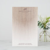 Holz-Look Elegante Mit Monogramm moderne Vorlage Briefpapier (Stehend Vorderseite)