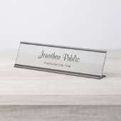 Holz Look Stilvolle Kalligrafie Trendy Template Schreibtischnamensplakette (Vorderseite )