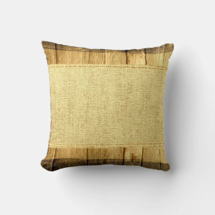 Holz-Look Vintage Rustikaler Jute Kissen