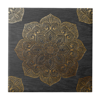 Holz Mandala-gold Fliese