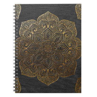 Holz-Mandala-Gold Notizblock