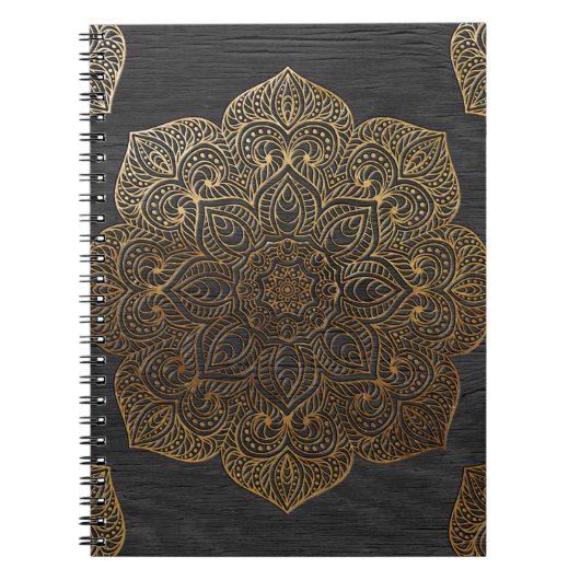 Holz-Mandala-Gold Notizblock (Vorderseite)