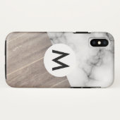 Holz-Marmor mit Monogramm Case-Mate iPhone Hülle (Rückseite (Horizontal))