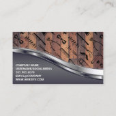 Holz Metallic | QR-Code | Muster des Barber Shop Visitenkarte (Rückseite)