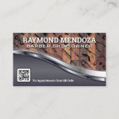Holz Metallic | QR-Code | Muster des Barber Shop Visitenkarte (Vorderseite)