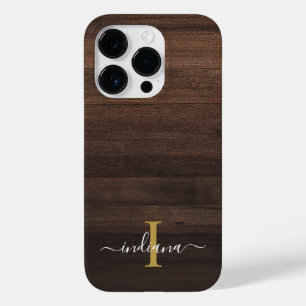 Holz mit graviertem Namen in rustikalem Schriftzug Case-Mate iPhone 14 Pro Hülle