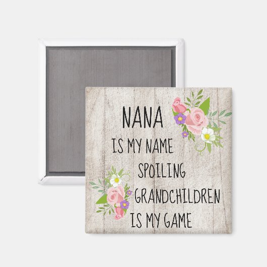 Holz mit rosa, Lila Blütennana/Großmutter Magnet (Vorderseite/Rückseite)