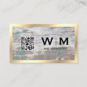 Holz | Monogramm | QR-Code Visitenkarte (Vorderseite)