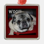Holz, Mops Ornament Aus Metall (Vorne)