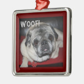 Holz, Mops Ornament Aus Metall (Links)