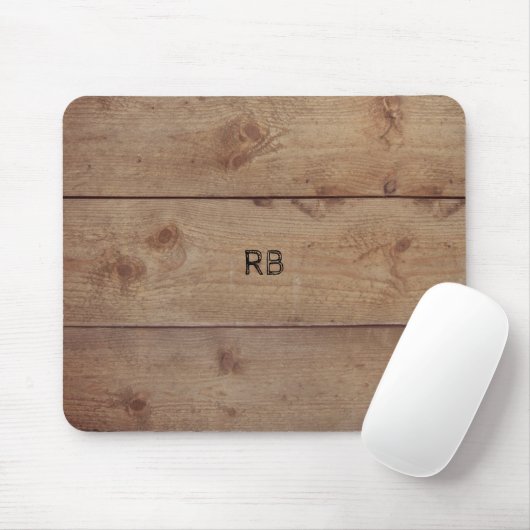 "Holz"-Mousepad mit (oder ohne) Initial(en) Mousepad (Mit Mouse)