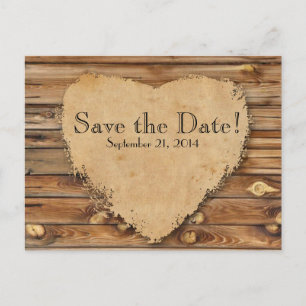 Holz-Pergament-Zerrissenes Herz Save-the-Date-Kart Ankündigungspostkarte