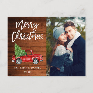 Holz Pinsel Schrift Vintage LKW Paar Weihnachten Postkarte