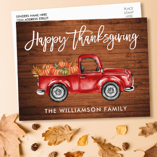 Holz Pinsel Schrift Vintage LKW Thanksgiving Postkarte