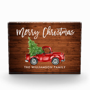 Holz Pinsel Schrift Vintage LKW Weihnachten Fotoblock