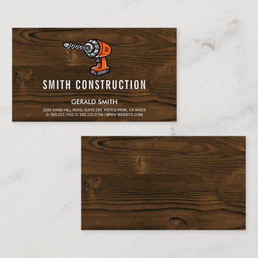 Holz | Power Drill | Tischlerei Visitenkarte (Vorne/Hinten)