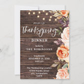 Holz Rosa & Pfirsichblüte mit Erntedank Lights Einladung (Vorderseite)