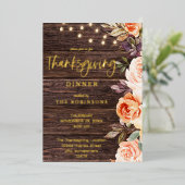 Holz Rosa & Pfirsichblüte mit Erntedank Lights Folieneinladung (Stehend vorne)