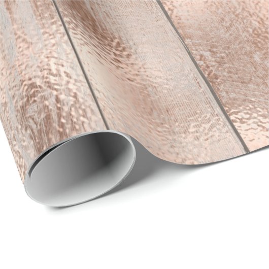 Holz Rose Gold Hütte Hochzeit Bridal Pink Geschenkpapier (Rolleneckpunkt)