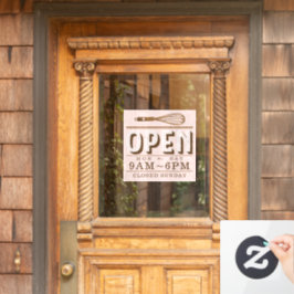 Holz Rustic Whisky Open Hours Bäckerei Business Fensteraufkleber