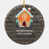 Holz Rustikal unser erstes Weihnachtsgeschenk Zuha Keramik Ornament (Hinten)