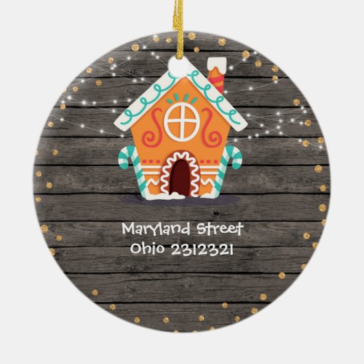 Holz Rustikal unser erstes Weihnachtsgeschenk Zuha Keramik Ornament (Hinten)