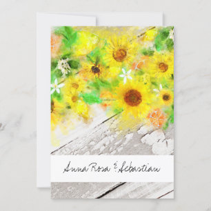 *~* Holz Rustikal Vintage Sonnenblume Landhochzeit Einladung