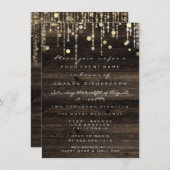 Holz Rustikale Gold Tropfen Geburtstag Brautparty Einladung (Vorne/Hinten)