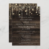 Holz Rustikale Gold Tropfen Geburtstag Brautparty Einladung (Vorne/Hinten)