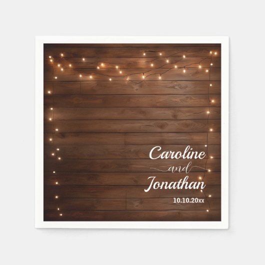 Holz Rustikale Lichter Hochzeit Serviette (Vorderseite)